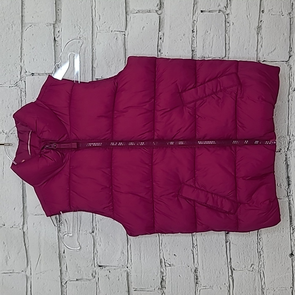 Old Navy Kids Cozy Quilted Puffer Full Zip Up Fleece Lined Vest Jacket Fuchsia